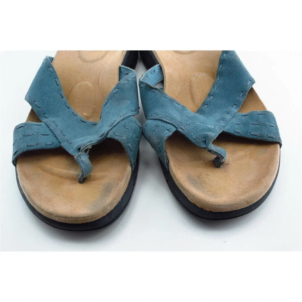 RX of Comfort Size 7 M Blue Flip Flop Leather Women Sandal‎ Shoes